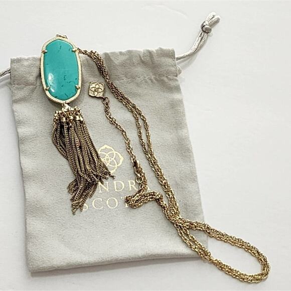Kendra scott gold and teal Magnesite Rayne necklace